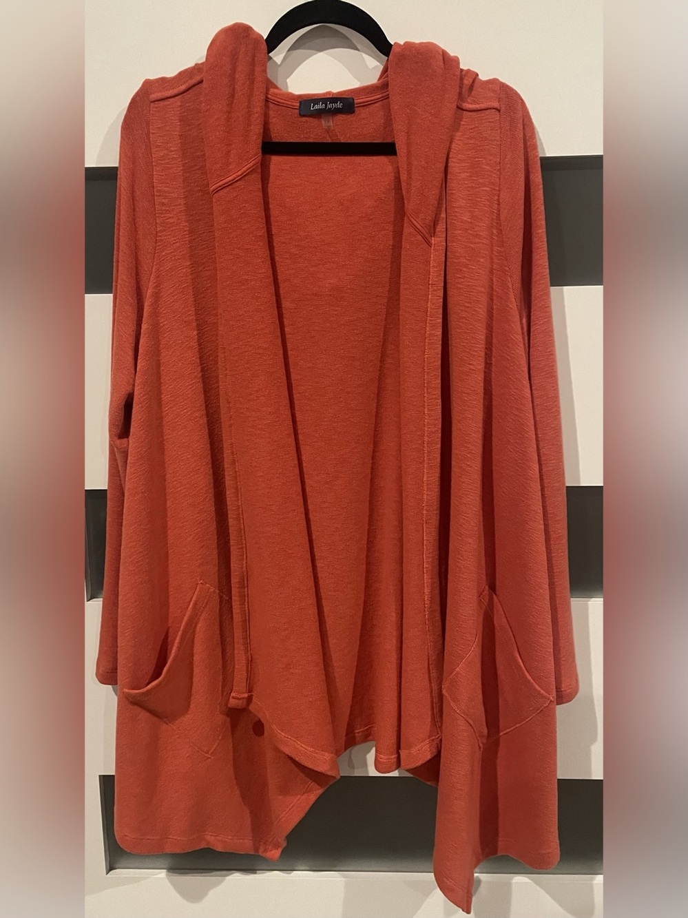 Laila Jayde Long Hooded Cardigan Orange 1X